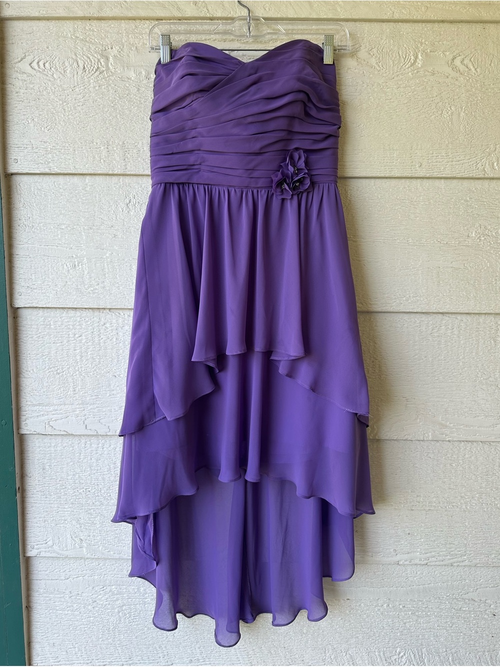 Purple flowy dress with floral detail